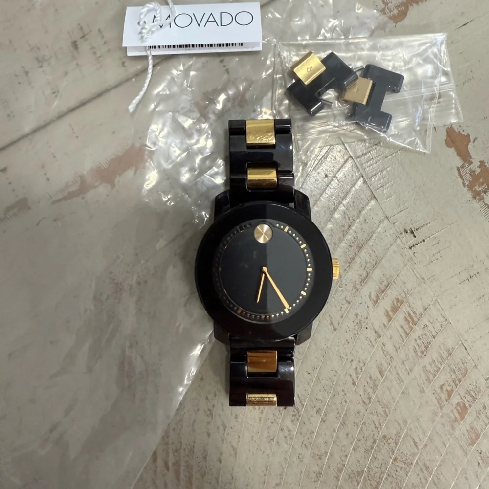 Movado Bold Black and Gold Watch - Picture 2 of 15